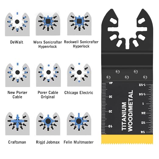 AIFICUT 50pcs Wood Plastics Metal Multitool Blades Titanium oscillating Saw Blades Quick Release Fit Dewalt Tools Bosch Porter Cable Black & Decker Rockwell Ryobi Milwaukee Chicago Craftsman Makita…