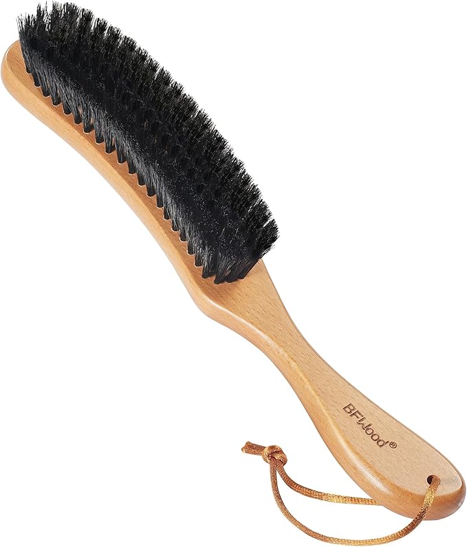Clothes Brush, Boar Bristle Hat Brush Lint Brush for Suits, Cashmere, Wool, Velvet, Suede and Pet Hair, Large Beech Handle