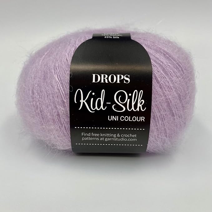 Drops Mohair and Silk Yarn Kid-Silk, 0 or Lace, 2 Ply, 0.9 oz 230 Yards per Ball (09 Light Lavender)