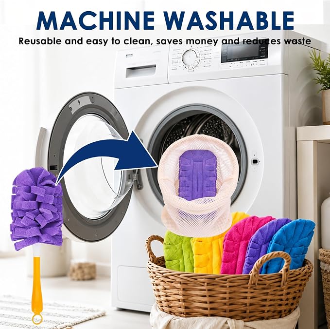 10 Pack Reusable Fleece Duster Refills with Detachable Handle, Washable Microfiber Dusters for Cleaning, 360° Dry Wet Microfiber Duster Refill Compatible with Standard Cleaning Handles (10)