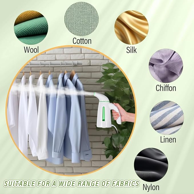 OGHom Steamer for Clothes, Portable Handheld Clothing Garment Steamer, 240ml Large Capacity 700W Travel Steam Iron 30 Second Fast Heat Up (Soft Green)