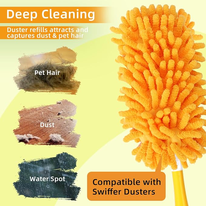 Reusable Duster Refill Compatible with Swiffer Hand Duster Kit | Pet Heavy Duty Duster Refills Fit for Swiffer Duster, Microfiber Washable 360 Duster Pads for Dusting Cleaning, 8 Pack