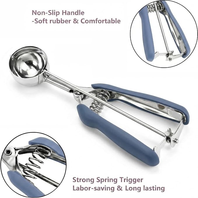 Ice Cream Scoop, 18/8 Stainless Steel Cookie Scoop, Cookie Scoops for Baking, 2.5Tbsp/42ml/1.4 oz Cookie Dough Scoop, Ice Cream Scooper with Trigger Release, Cookie Scooper (#24 Midnight Blue)