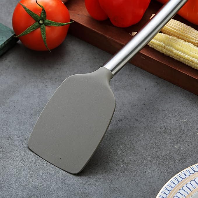 Berglander Spatulas, Non-stick Silicone Solid Turner,Barbecue Spatulas Turner For Cooking, Kitchen Dishwasher Safe, Easy to Clean