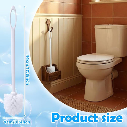 12 Pcs 17.3 Inch White Toilet Brush Bulk with Hook Hole Long Handle Toilet Bowl Cleaner Scrubber for Bathroom Household Cleaning Supplies Christmas Home Gifts