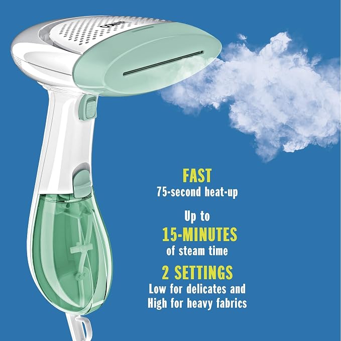 Conair Handheld Garment Steamer for Clothes, ExtremeSteam 1200W, Portable Handheld Design,White/Light Green