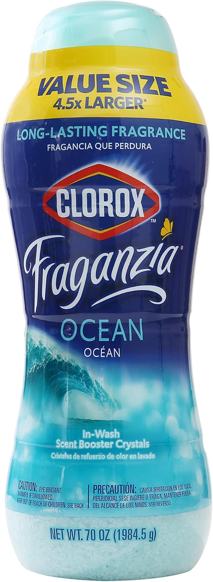 Clorox Fraganzia In-Wash Scent Booster Crystals, Ocean Scent, 70 Oz Bottle | In-wash fragrance beads, HE compatible, safe for all fabrics and colors, long-lasting freshness