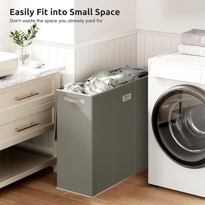 SOLEDI 180L 3-Section Laundry Hamper with Lid, Extra Large Dirty Clothes Basket with Sturdy Handles for Laundry Room & Bedroom - Durable Organizer for Sorting Laundry