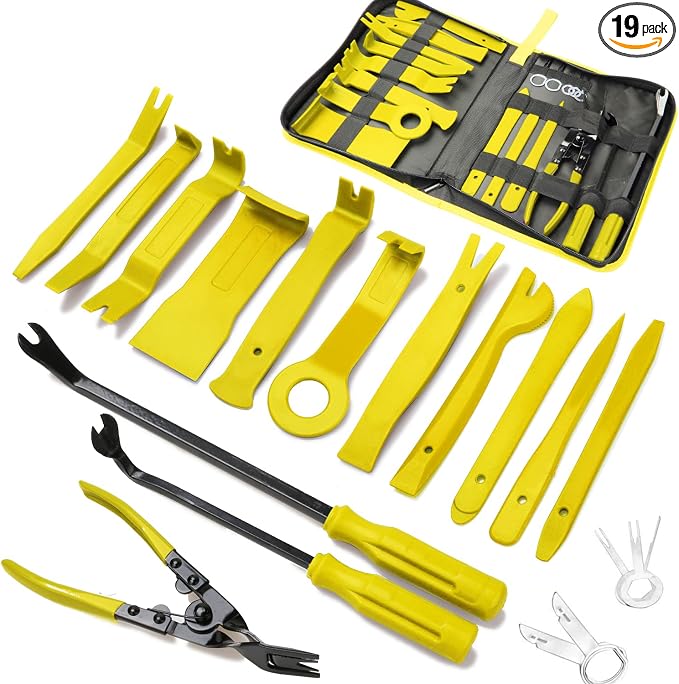 19Pcs Trim Removal Tool,Car Panel Door Audio Trim Removal Tool Kit, Auto Clip Pliers Fastener Remover Pry Tool Set with Storage Bag