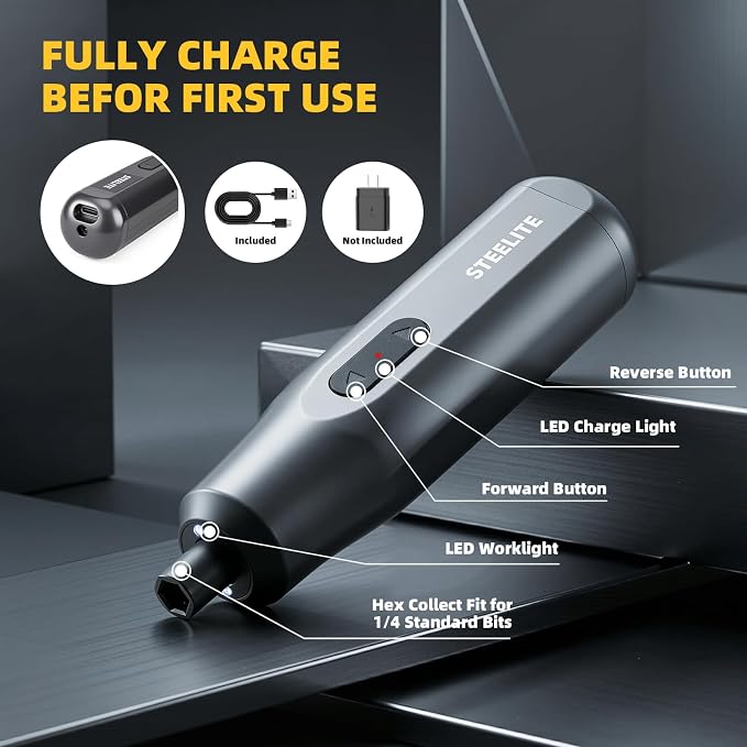 Electric Screwdriver Set, 35 in 1 Cordless Lithium Kit, 250 RPM, 2–10 N·m Torque, USB Rechargeable,Power Tool for Home Repair, Furniture Assembly, DIY Projects