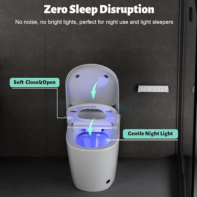 Smart Toilet with Bidet Built in, Bidet Toilet with Heated Seat and Night Light, One Piece Toilet for Bathroom, Auto Soft Close, UV-C light, Foam Shield, Full/Half Flush
