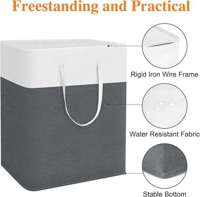 TasticTotes Laundry Basket 3-Pack, Laundry Hamper, 125L-Grey | Clothes Laundry Hamper, Collapsible Laundry Basket, Freestanding laundry hamper with Handles, Towel Storage for Home or Dorm