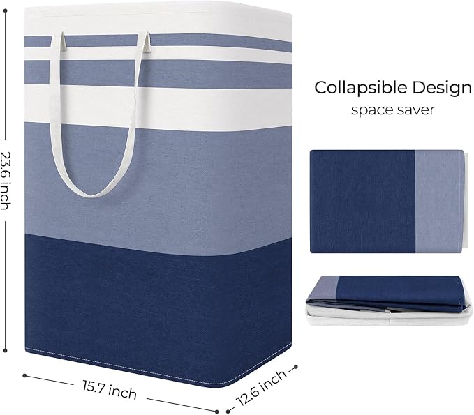 StorageRight Laundry Basket Hamper Large Collapsible Laundry Hamper with Easy Carry Handles，Freestanding Clothes Hampers for Laundry, Bedroom, Dorm, Clothes, Towels, 75L, Gradient Blue | Freestanding Clothes Hampers, Foldable design, with Easy Carry Ha...