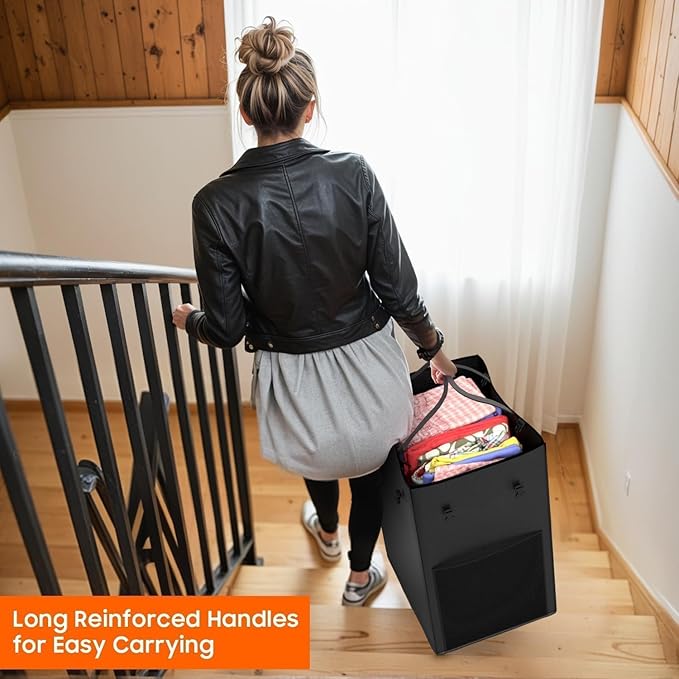 Laundry Hamper with Wheels, 150L Rolling Laundry Basket with Bag & Handles | Sturdy Metal Frame | Removable Bag | Large & Tall Dirty Clothes Hampers for Laundry Room, Bedroom, Dorm, Bathroom-Black