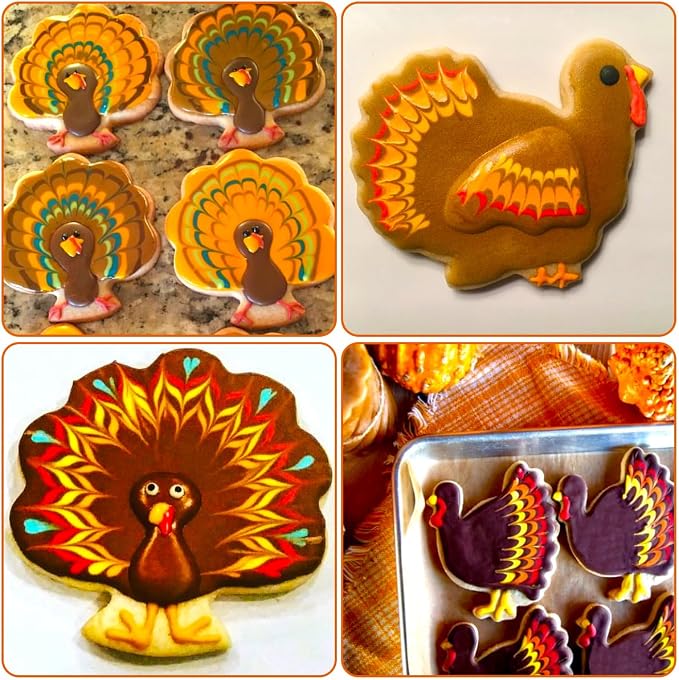 Thanksgiving Cookie Cutters Set 5PCS, Food-grade Stainless Steel Turkey Pumpkin Pine Cones Maple Leaf Fall Cookie Cutters Shapes, Sturdy Metal Biscuit Cutters for Home Holiday Family Baking