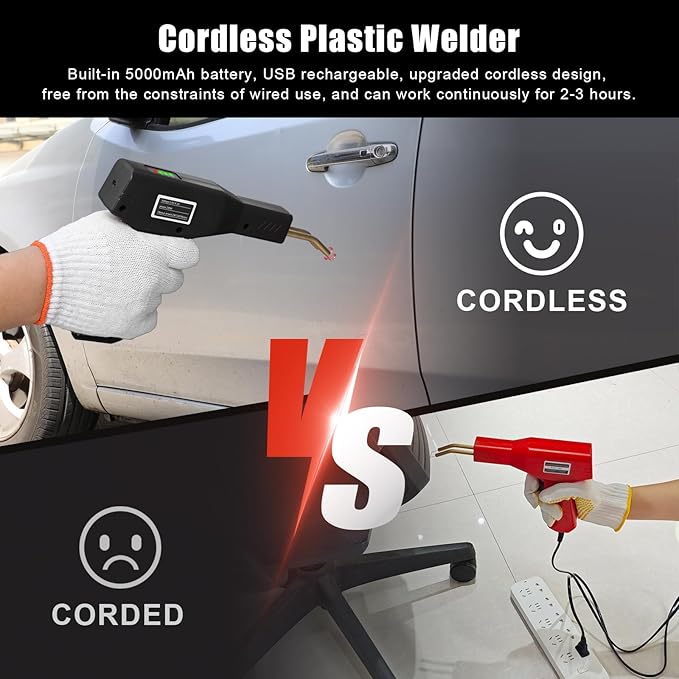 ATOLS Upgraded 220W Cordless Plastic Welder, 1000PCS Staples, USB Rechargeable Cordless Car Bumper Repair Kit with 5000mAh Battery,Hot Stapler Kit, Plastic Welding Kit, Plastic Repair Kit
