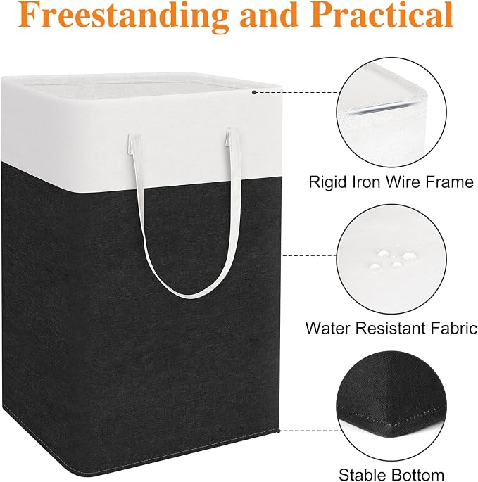 TasticTotes Laundry Basket 3-Pack, Laundry Hamper, 75L-Black | Clothes Laundry Hamper, Collapsible Laundry Basket, Freestanding laundry hamper with Handles, Towel Storage for Home or Dorm