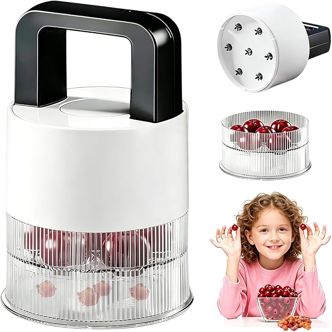 7-in-1 Cherry Pitter Tool,1.5" Extra Large Slots Making Cherry Jam | Food Grade Multi-Fruit Corer with Anti-Splatter Guard, Upgraded Easy Push Seed Remover,Dishwasher Safe