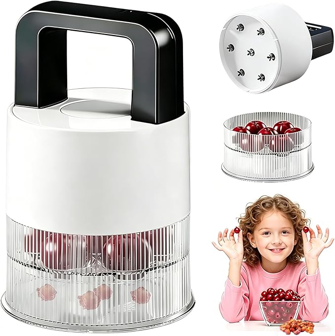 7-in-1 Cherry Pitter Tool,1.5" Extra Large Slots Making Cherry Jam | Food Grade Multi-Fruit Corer with Anti-Splatter Guard, Upgraded Easy Push Seed Remover,Dishwasher Safe