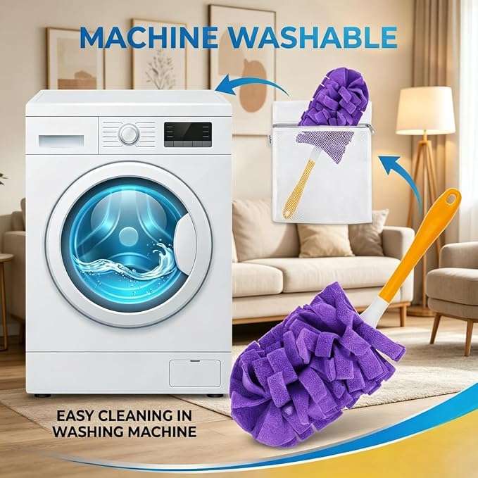 Reusable Chenille Microfiber Dust Duster, 2026 New Reusable Duster With Removable Washable Cloth Covers, 360°Electrostatic Duster Refills, Multi-Surface Dusting Mop For Efficient Home Cleaning (2 Set)