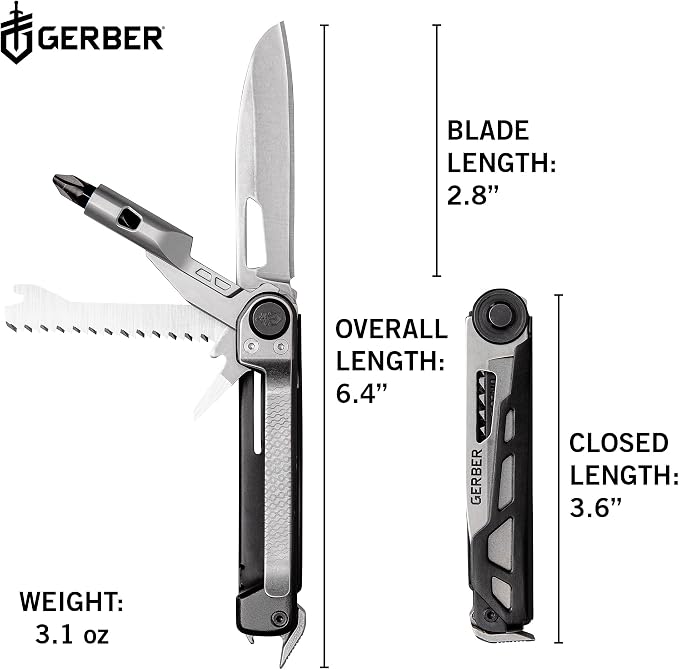 Gerber Armbar Trade EDC Pocket Knife Multitool with Bottle Opener, Onyx | Compact EDC multitool, includes blade, pry bar, hammer, 2.5" plain edge blade, 8-in-1 pocket tool, lightweight
