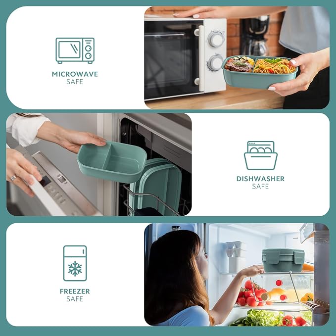 HOMETALL Adult Lunch Box,3 Stackable Bento Lunch Containers for Adults, Modern Minimalist Design Bento Box with Utensil Set, Leak-Proof Lunchbox for Dining Out, Work, Picnic