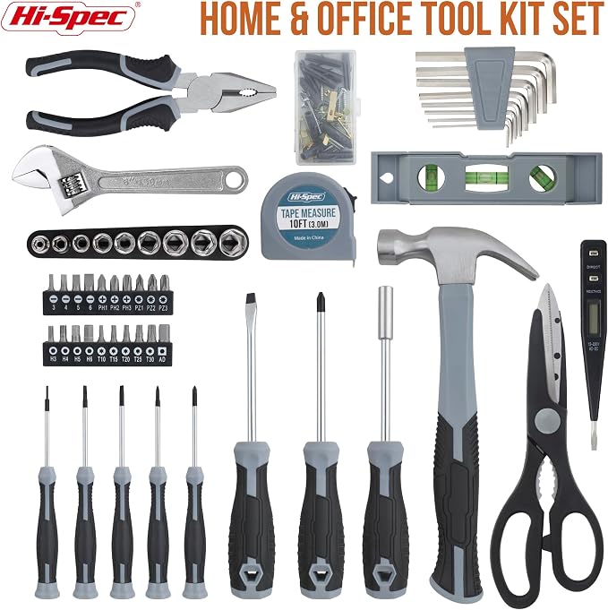 Hi-Spec General Household Tool Set - Home & Garage Hand Tool Kit with Case | 54pc, socket and wrench coverage, roadside fixes, organized box, garage maintenance help, bike and vehicle tasks, repairs