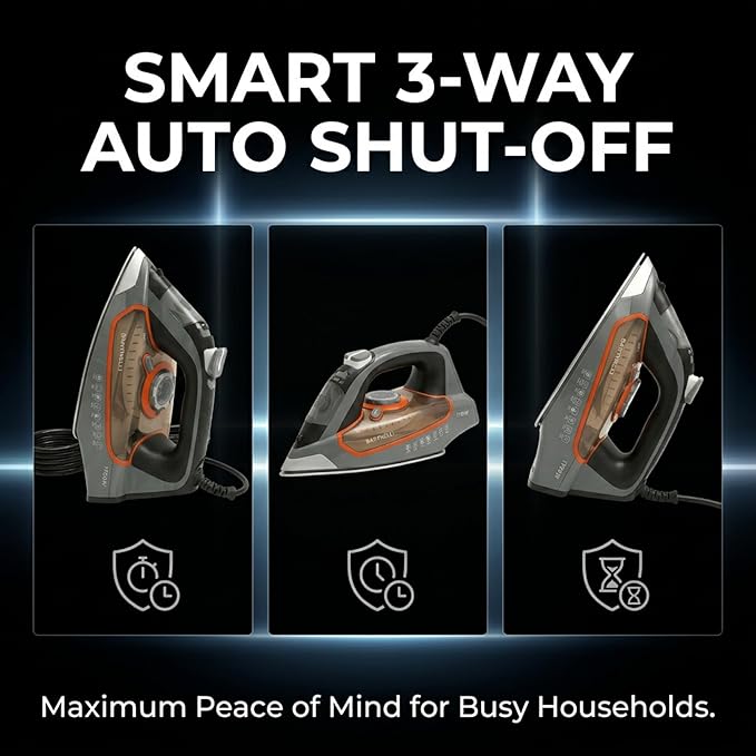 Bartnelli Pro Luxury Steam Iron for Clothes - 1700W Heavy-Duty Commercial Iron with Multi-Layer Ceramic Soleplate, Active Anti-Drip Technology, Smart 3-Way Auto Shut-Off & Precision Tip
