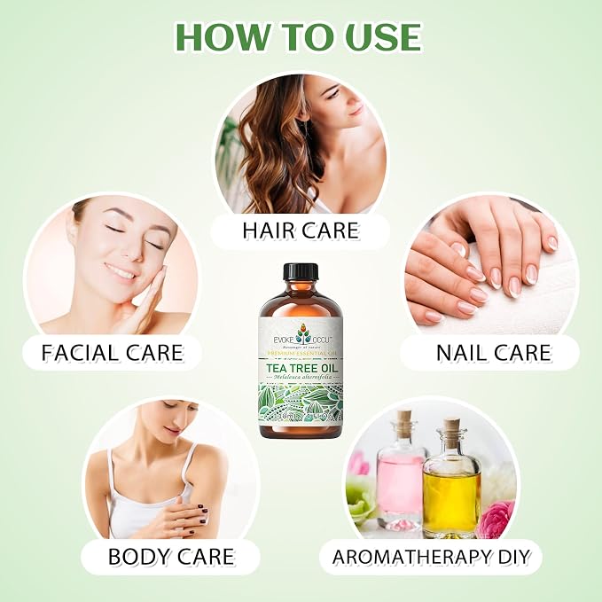 EVOKE OCCU Tea Tree Oil for Skin, Face, Toenail, Hair | Add to Body Wash, Soap, Foot Soak - 118mL / 4 fl.oz