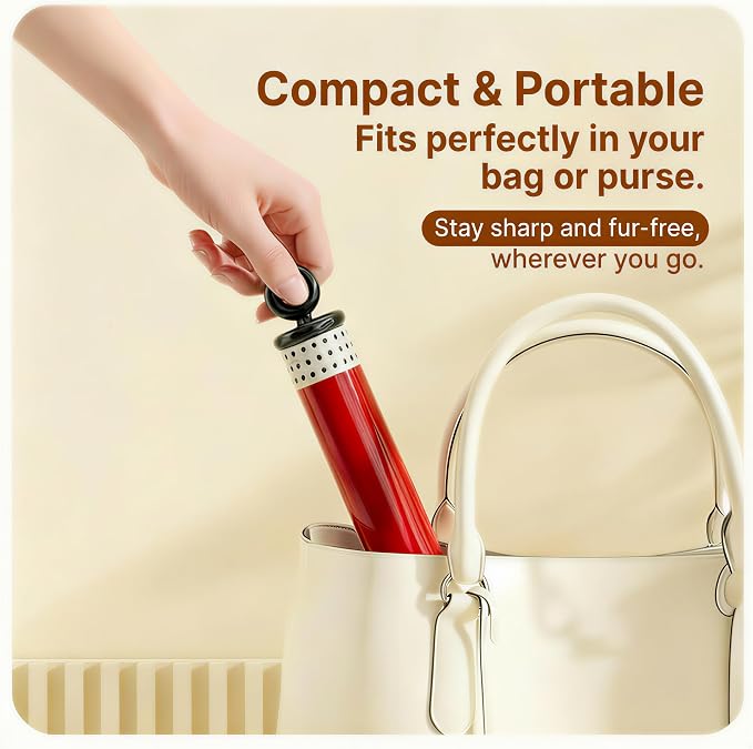 Washable Sticky Lint Roller for Pet Hair - Reusable 2-in-1 Dog & Cat Hair Remover Tool with Metal Fabric Shaver - Portable Gel Dust Cleaner for Couch, Carpet, Clothing (Marshmallow White)