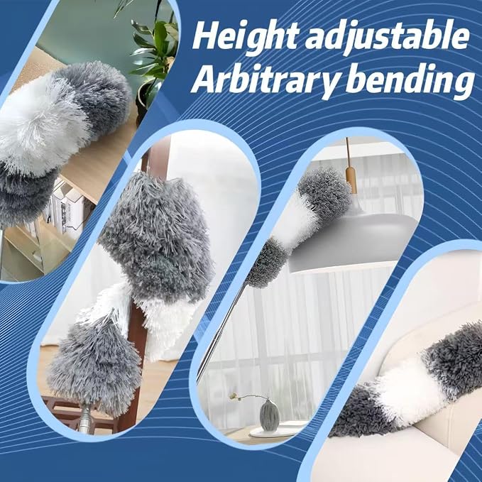 Attic Pull Down Hook with Duster, Extendable Pole for Attic Ladders | 18-59" Telescoping Pole with Microfiber Duster for Pulling Down Attic Ladders and Cleaning Fans, Ceilings & More