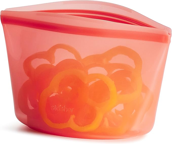 Stasher Silicone Reusable Storage Bag, 6-Cup Bowl, Reusable Freezer Bags, Microwave, Dishwasher, Oven Safe, Sous Vide, Premium Lunch Container, Eco Friendly, Food-safe Silicone Snack Bag, 48 oz, Red