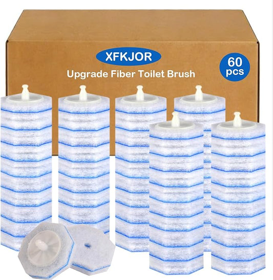 60 Count Toilet Bowl Wand Refills for Clorox - Upgrade 3-Layer Thickened Toilet Bowl Brush Compatible with Clorox Toilet Brushes, Toilet Scrubber Refill with 5X Cleaning Power, No Falling Apart