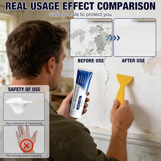 Efficient Drywall Repair Kit with Scraper, 2026 Upgrade Multi-Functional Drywall Patch Paste Repair Kit for Holes & Cracks, Quick Drying Wall Mending Agent for DIY Home Fix (2pcs)