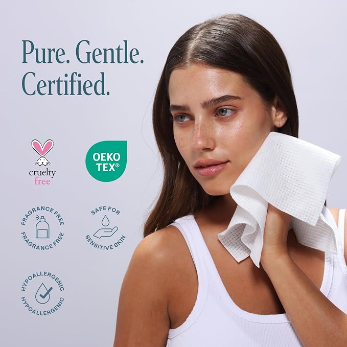 Cliganic Clean Face Towels XL, Multi-Pack (300 Count), Disposable, Ultra-Absorbent, Hypoallergenic & Soft - Makeup Remover Dry Wipes, Pamper Your Face, Hygienic Towelettes, for All Skin Types