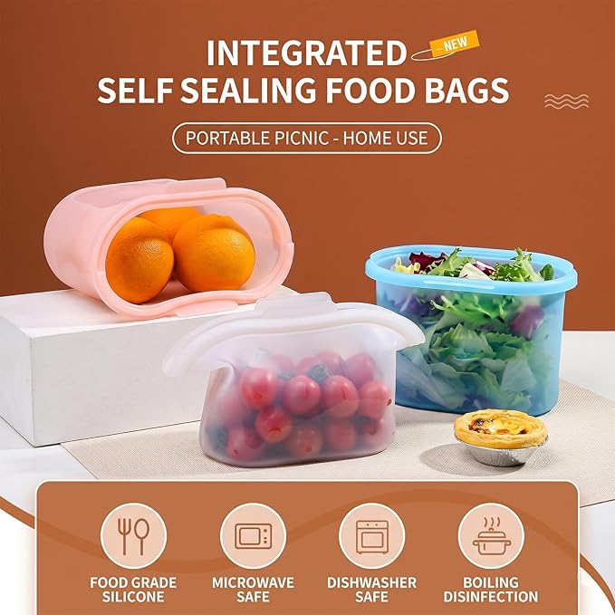 Silicone Storage, Everbag Silicone Food Storage Bags, Spliceable, wide opening, Reusable Silicone Storage Bags, High-Temperature Resistant, Leak-Proof, Microwave and Dishwasher Safe(green)