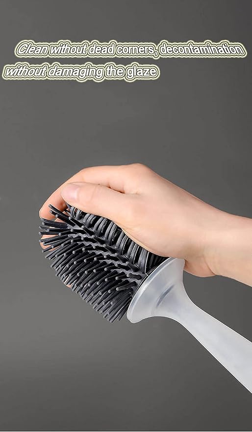 Silicon Toilet Bowl Cleaning Brush Set,Wall Mount Toilet Brush Refillable Toilet Brush Diatom Mud Absorbent Soft Bristled Silicone Toilet Brush
