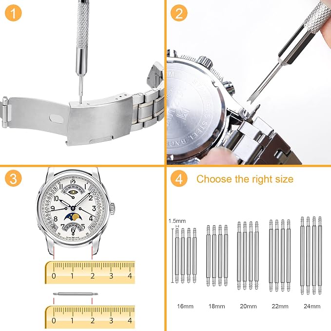 JOREST Watch Link Removal Tool, Watch Band Tool Kit, Repair Kit for Watch Bracelet Adjustment and Replacement and Resizing, With User Manual, Watch Link Remover, 20PCS Spring Bars, 13PCS Spare Needle