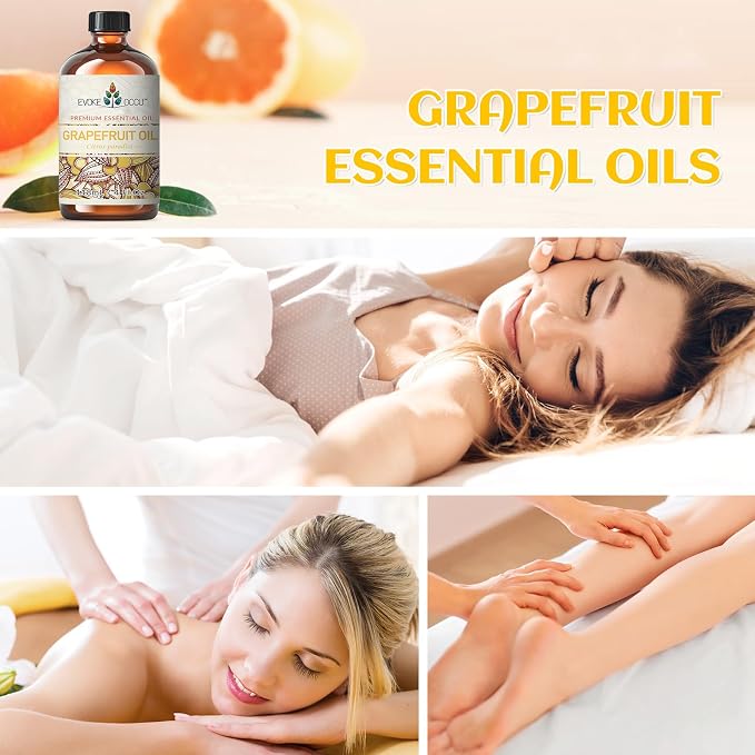 EVOKE OCCU Grapefruit Essential Oil for Skin Care, Diffuser, DIY | Used for Massage and Aromatherapy, a Refreshing Citrus Aroma to Create a Bright Atmosphere —118ml / 4 fl oz
