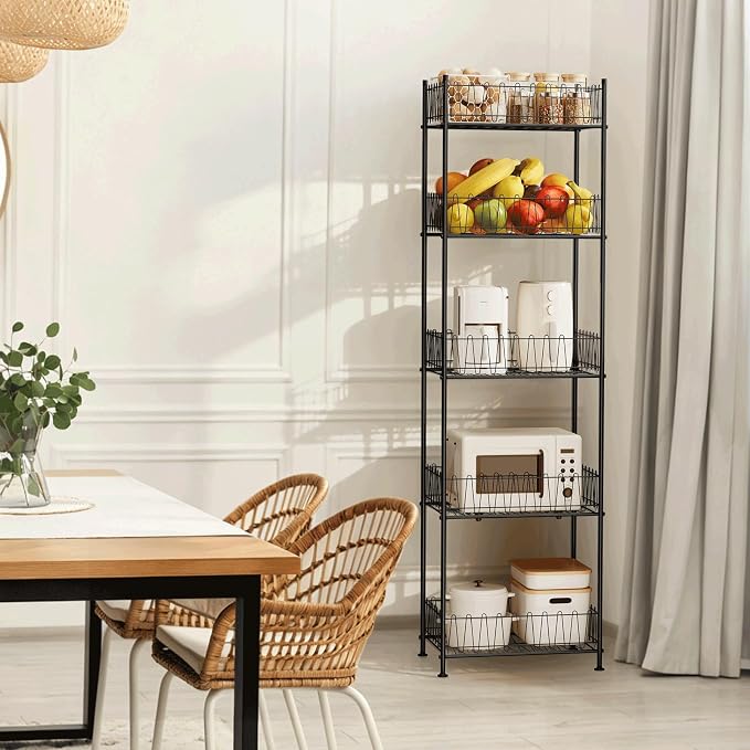 Water Bottle Storage Rack 5 Tier Drink Organizer for Pantry Metal Bottled Water Holder Stand for Floor, Beverage Soda Can Drink Storage Holder for Kitchen, Living Room