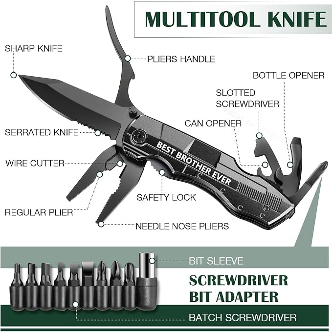 Gifts for Brother from Sister Friends,Birthday Christmas Brother Gifts,Multitool Knife "BEST BROTHER EVER",Multi tool for Climbing,Camping,Cycling,Hiking