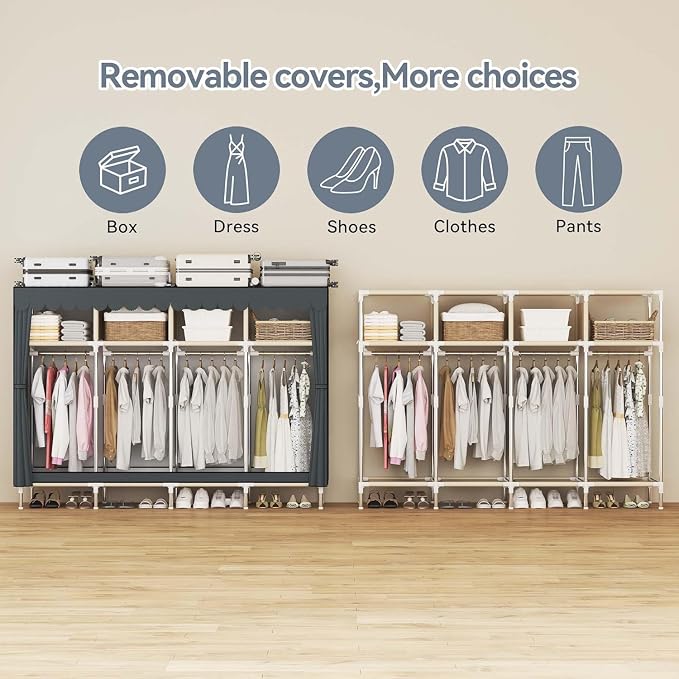 Portable Closet Wardrobe with Drawers for Bedroom，Apartment and Living Room