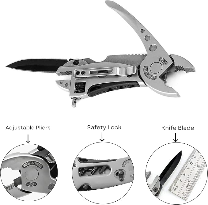 Multi-Purpose Stainless Steel Pliers and Wrench Multitool Combination Multi-Function Folding Tool