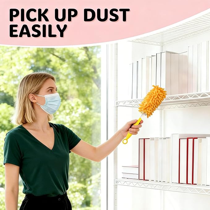 Reusable Duster Pads Compatible with Swiffer Hand Duster, 360 Duster Refill | Dusters Heavy Duty Refills, Microfiber Dusters Refills for Cleaning, Home, Ceiling Fan, 2 Pack (Handle is Not Included)