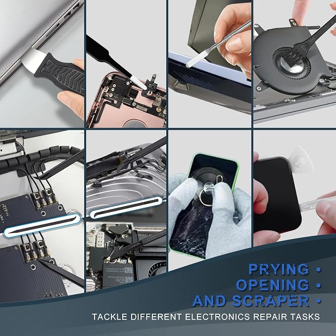 Electronics kit,Plastic Pry Tool,Metal Spudger,Opening Picks Pry Tools,ESD Tweezers,Suction Cup,20 PC Mini Pry Bar Set for iPhone/iPad,Laptop,Ps4,Switch,Xbox,Cell Phone,Mac,Tablet,Computer