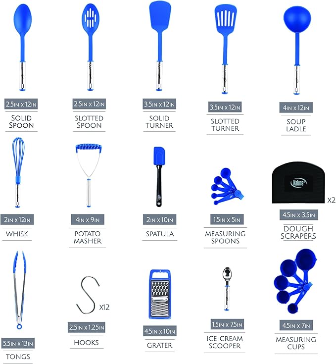 Kitchen Utensils Set 35 PCS Cooking Utensils Set, Nonstick and Heat Resistant Nylon Stainless Steel Silicone Spatula Set - Kitchen Gadgets Home Essentials Kitchen Accessories, Apartment Must Haves