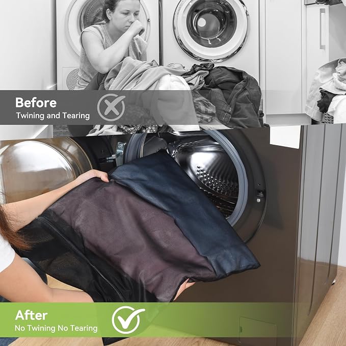 OTraki 2 Pack Durable Mesh Laundry Bags for Delicates 12x16 Inches | Breathable Washing Bags with Sturdy Zipper Reusable Lingerie Bags for Clothes Pants Underwear Bra Socks