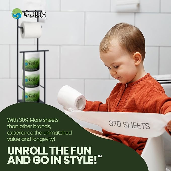 Gaias Premium and Soft Organic Bamboo Toilet Paper | 36 Mega Rolls, 3 Ply, 370 Sheets | FSC Certified, PFAS & BPA Free, Eco-Friendly, Sustainable Tissue - Plastic Free, Septic Safe, Vegan