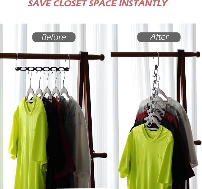 Metal Space Saving Hangers for Clothes, Collapsible Hanger Organizer 10Pack | Heavy Duty, Durable Material