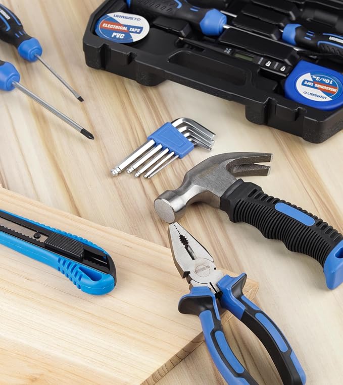 URASISTO 16-Piece kid Tool Set Basic Hand Tool Kit with Claw Hammer,Lineman's Pliers, Perfect for DIY, Home Maintenance, Age 14+